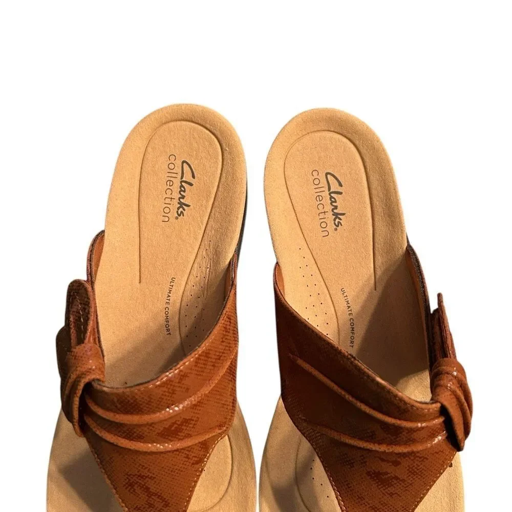 Clarks Brown Leather Slip on Sandals(Size 12)
